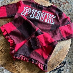 PINK thermal long sleeve, shorts romper small pajama